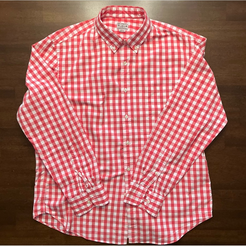 J. Crew Long Sleeve Button Down Shirt Gingham XL